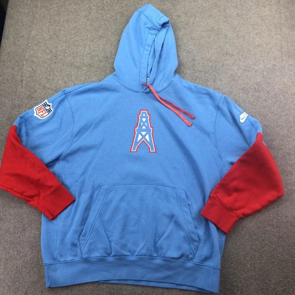 Houston Oilers Hoodie Mens XL Blue NFL Football Nike Graphic Sweatshirt